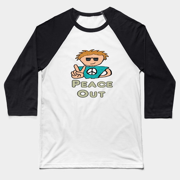 Peace Out Baseball T-Shirt by Mark Ewbie